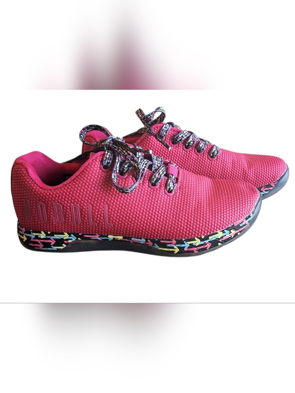 NOBULL Trainer Women Size 5.5 PINK Multicolor Geometric Sole CrossFit Gym Shoes